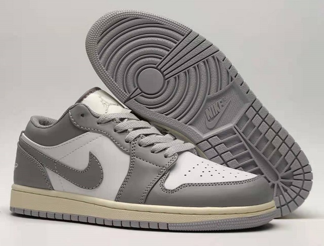 Women Jordan Shoes 1 Grade AAA Low Grey White